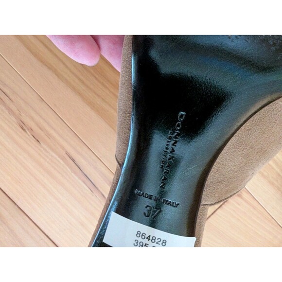 Donna Karan Collection Vintage Brown Suede 3" Heels  Open Toe Mules EU 37 US 6.5 - Picture 8 of 10